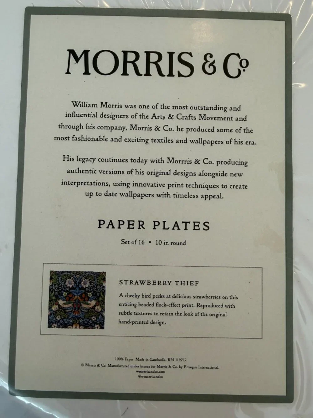 William Morris & Co Strawberry Thief Paper Plates 16 Count 10